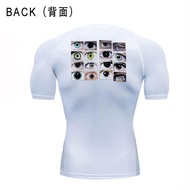 Men's Y2K GYM Tshirt Black Sport Top Eyes Compression T-shirt Short Sleeve Summer Quick Dry Breathable Gym Workout Top