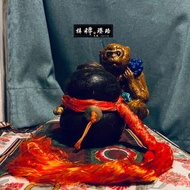 【葫蘆】民國老木雕觀音大士頭顱後改玉石鑲嵌大葫蘆擺件