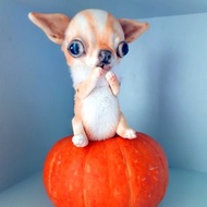 Peach Chihuahua Teddy Puppy Plush Toy Dog Stuffed Animal Collection Figurine