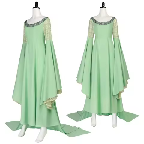 Arwen Cosplay Costume Green Long Dress for Halloween Party