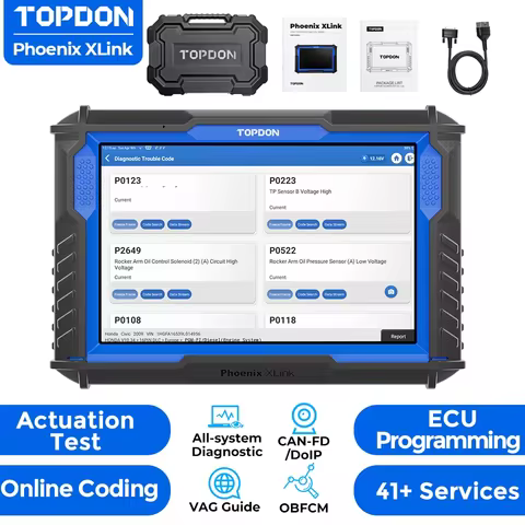 TOPDON Phoenix XLink Professional Scanner 41+ Resets, V.A.G Guided ECU Coding Diagnostic Tool, CAN-F