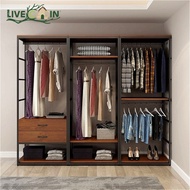 LIVECABIN Open Wardrobe Combined Type Wardrobe Waterproof Large Capacity Wardrobe Cabinet Open Conce