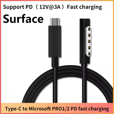 15V 3A Surface Connect To Type C PD Fast Charging Cable Compatible For Microsoft Surface Pro 8/7/6/5