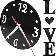 LIFKOME 1 Set Love Love Wall Clock Love Heart Diy Clock Sticker Self Adhesive Mirror Love Heart Diy Wall Clock Battery Powered Wall Clock Decal Mute Acrylic Vinyl Records 3d