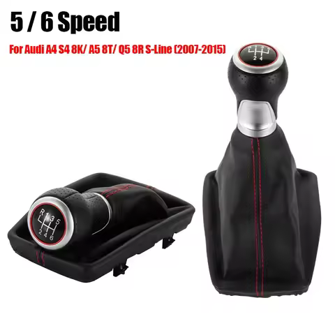 5 / 6 Speed Car Manual Gear Shift Knob PU Leather Gaiter Boot Cover for Audi A4 S4 8K A5 8T Q5 8R S-