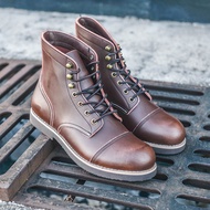 Ami Khaji 8111 Overall Boots High-Top Leather Shoes Motorcycle Boots Men's Leather Lace-Up Paratroop