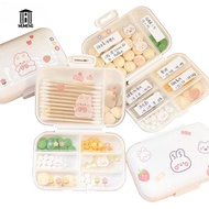 8 Grids Kawaii Pill Box Organizer 7 Day Weekly Pill Case Organizer Medicine With Sticker Protable Travel Mini Box Cute Lattice