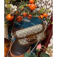 [Panda's House] Daigou Version Gucci Horsebit 1955 Old Flower Saddle Bag Gucci Baguette Bag Gucci Un
