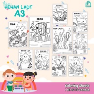 A3 SIZE CHILDREN'S COLORING PAPER – 10 SHEETS – EDUCATIONAL PLANE CARTOON COLORING SHEETS