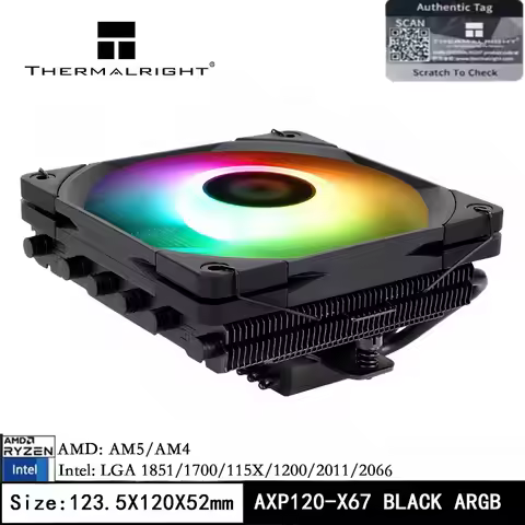 Thermalright AXP120-X67 Black ARGB Press Down CPU Cooler 120mm PWM Fan 6 Heat Pipes Air Cooler for A
