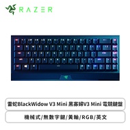 雷蛇Razer BlackWidow V3 Mini 黑寡婦V3 Mini 電競鍵盤/機械式/無數字鍵/黃軸/RGB/英文