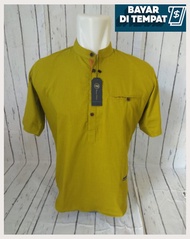 BEST KEMEJA KOKO PRIA LENGAN PENDEK HIJAU LEMON - KEMEJA KOKO HANZAIN - KEMEJA KOKO MODERN MURAH