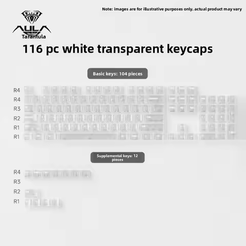 AULA Ice Crystal Transparent Keycap Set PC Original Height 116PCS Light Transmission Compatible with
