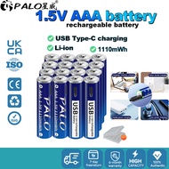 PALO 1.5V AAA Rechargeable Battery Lithium Battery 1110mWh USB Rechargeable Battery