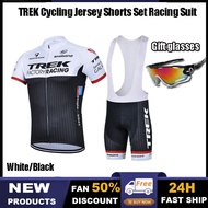 TREK Men's Cycling Jersey Road Bike Jersey with Cycling Bib Shorts Cycling Clothing Set for Men Cycling Shirt for Men