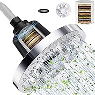 SR SUN RISE 7-Inch High-Pressure Filtered Shower Head, 20-Stage Hard Water Filter Cartridge Built In for Water Softening, Improve the Condition of Dry Hair and Skin, Chrome