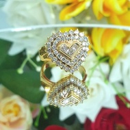 Cincin emas berlian eropa motif hati asli natural diamond