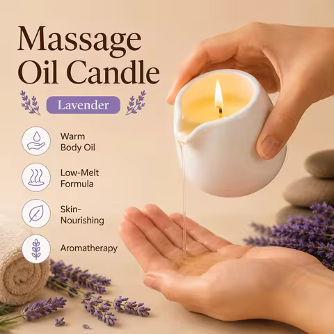 Ceramic Massage Oil Candle Lavender Soothing Floral Scented Low Melt Body Massage Candle Warm Oil Sk