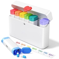 Pill Organizer 2 Times a Day - Large Capacity Weekly AM PM Pill Box with Heart Latch