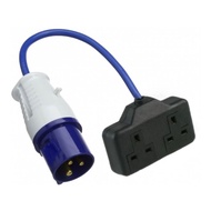 CEE 3pin 16A/32A to UK 13A two way socket Plug extension conversion Cable - Heavy-Duty Industrial Co
