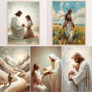 Little Love, Christian Art, Jesus and Boy Canvas Poster, Picture of Christ, Canvas Painting, Bible P