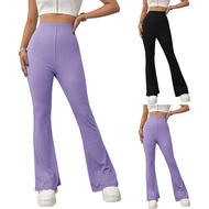 【Flash Sale-W】Womens Knitted Flare Trousers Slim High Waist Trousers Female Jogging Bottom