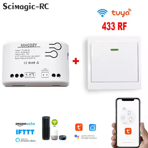 1CH RF smart switch tuya 220V 85-250V AC WiFi control remote control 433.92 light switch 10A rele re