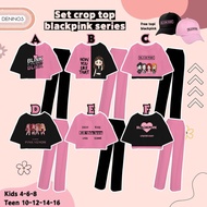 CK Black PlNK Crop Top Set by Deninos