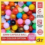 50pcs 32mm Solid Colour Pastel Macaron Colour Transparent Capsule Ball Plastic Ball Lucky Draw Ball 