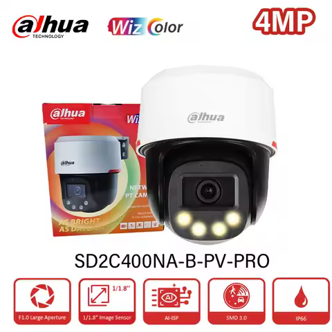 Dahua 4MP WizColor WizSense Network PT Camera SD2C400NA-B-PV-PRO Two-way Talk Auto Tracking Lite Sma