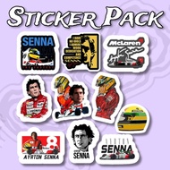 Sticker F1 Ayrton Senna Pack contains 10 pcs vinyl waterproof