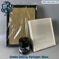 Combo lọc gió động cơ lọc gió điều hòa lọc nhớt Toyota innova fortuner hilux 2016-2024
