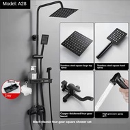 ❤Stock in SG❤Stainless Rain Shower Set Bathroom Home RainFall Shower Full Set with Storage Shelf Wit