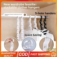 5PCS 5-hole Hangers Space Saving Durable Sturdy Multifunctional Closet Organizers Windproof Plastic 