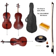 UK K8 Cello 4/4 (Full Size) +Bag + Bow + Rosin + Cello Stopper