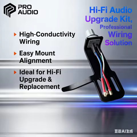 Universal Black Turntable Headshell | Lightweight CNC Aluminum, 4-Pin Connector | Signal Wires Inclu