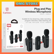 Earldom ET-MC17 2-in-1 Wireless Microphone Dual Collar Clip Mic With TypeC & iP Receiver For Vlog Li