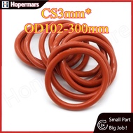 Red silicone O-ring sealing ring CS3mm*OD102-300mm waterproof ring high temperature resistant sealin