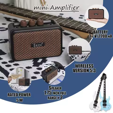IRIN Amplifier Bluetooth Audio AG-01 Portable Speaker Electric Guitar Mini Amplifier 5W Output Elect
