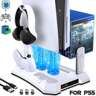 【Customizable】 Ps5 Disc Digital Game Console Rapid Cooling Stand With Ps 5 Controller Charger Headset Hook 14 Game Disc Slot For Playstation5