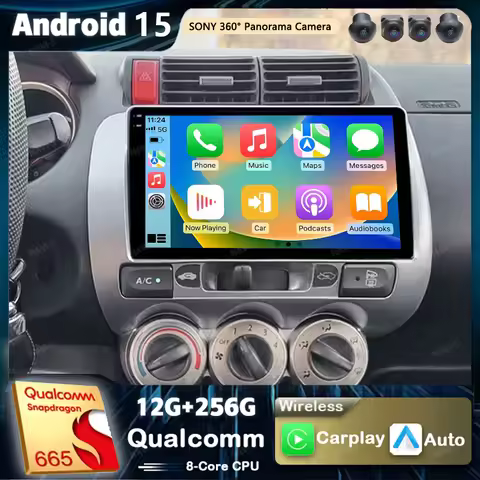 Android 15 For Honda Jazz 1 GD 2001 - 2008 Fit 2001-2009 2K QLED Android Car Radio Multimedia Video 