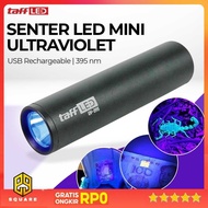 TaffLED Mini LED Flashlight Ultraviolet UV Light USB Rechargeable 395nm - UV-395 Original 99 Square