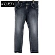 Dsquared2 S74LB1389 黑色棉質滑板牛仔褲/牛仔褲，48 號 [二手]
