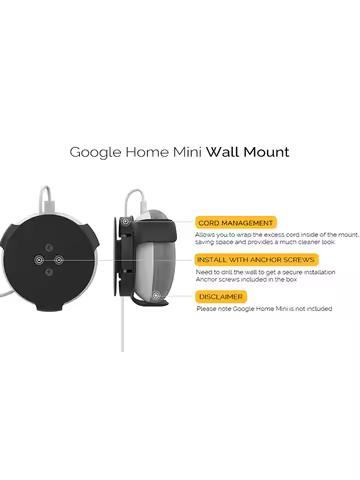Smart Speaker Wall Mount Bracket for Google Home Mini Audio Voice Assistant Plugin Bedroom Bathroom 