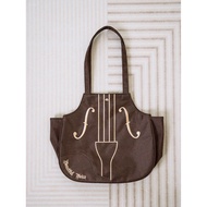 H HIATUS Japanese Niche Design Literary Retro Medieval Style Simple Embroidery Violin Casual Shoulde