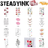 [𝚂𝚝𝚎𝚊𝚍𝚢𝙸𝙽𝙺] 16 Pieces Set Temporary Tattoo Sticker Adult Kids Thai Sak Yant Yantra Flower Lotus Rose