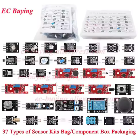37 in 1 Sensors Modules 37 Kits Starter Kit with box for Arduino suitable for Raspberry Pi/STM32/ESP