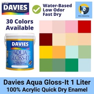 ❧Davies Aqua Gloss It Odorless Water Based Paint 1 Liter 100% Acrylic Quick Dry Enamel Brix