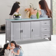 5 Feet Kitchen Cabinet With Template Glass Top (White)