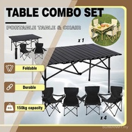 COMBO Table+4 Chairs Outdoor Camping Folding Chair Glamping Camping Table 1Set Meja Lipat Camping Be